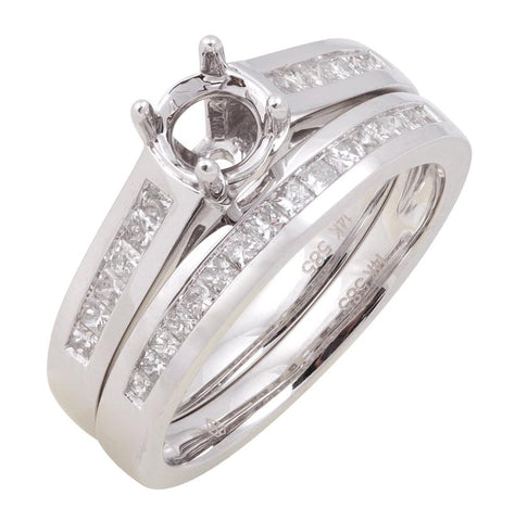 0.53 Ctw Diamond 14k White Gold Round Shape Wedding Engagement Ring