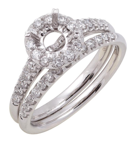 0.52 Ctw Diamond 14k White Gold Round Shape Wedding Engagement Ring
