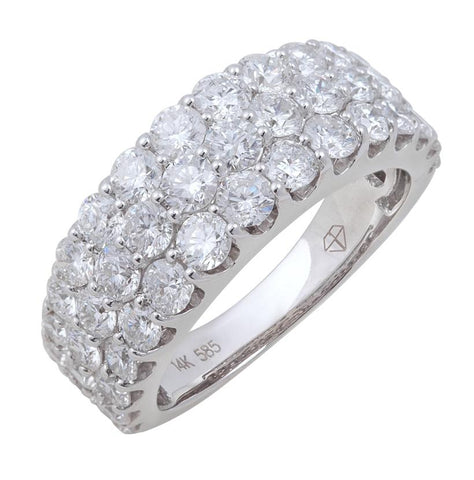 2.98 Ctw Diamond 14k White Gold Round Shape Womens Wedding Band Ring