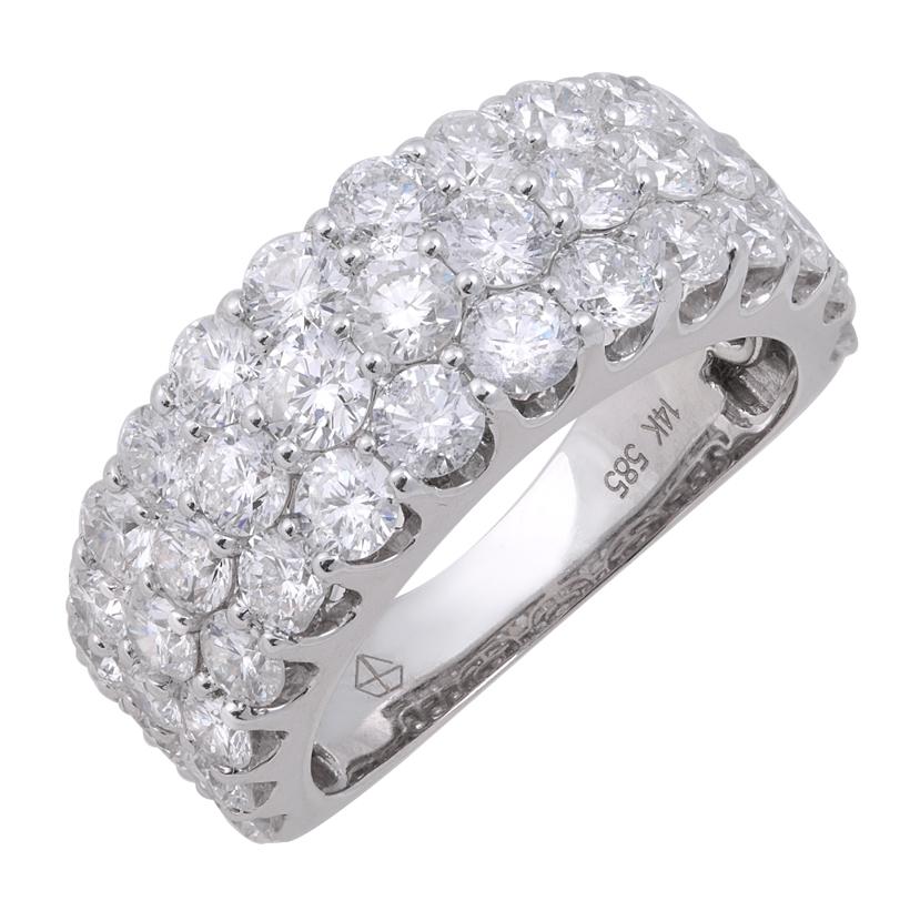 3.98 Ctw Diamond 14k White Gold Round Shape Womens Wedding Band Ring