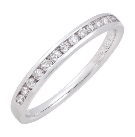 0.21 Ctw Diamond 14k White Gold Round Shape Womens Wedding Band Ring