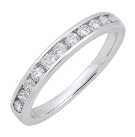 0.32 Ctw Diamond 14k White Gold Round Shape Womens Wedding Band Ring