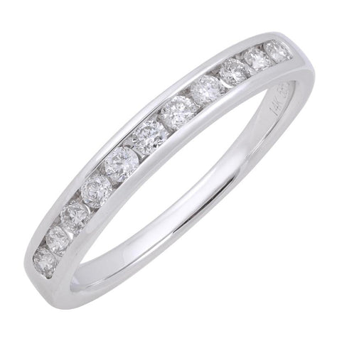 0.44 Ctw Diamond 14k White Gold Round Shape Womens Wedding Band Ring