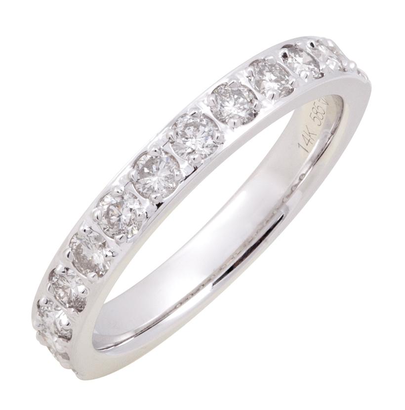 0.74 Ctw Diamond 14k White Gold Round Shape Womens Wedding Band Ring
