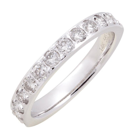 0.74 Ctw Diamond 14k White Gold Round Shape Womens Wedding Band Ring