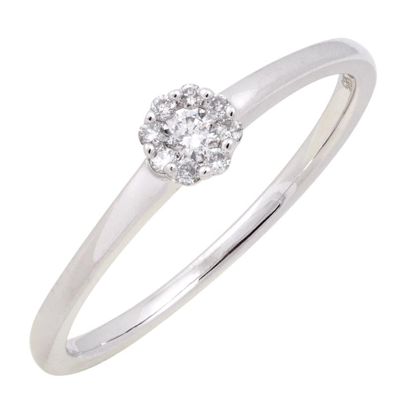 0.1 Ctw Diamond 14k White Gold Round Shape Wedding Engagement Ring