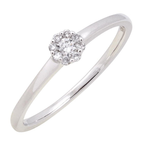 0.1 Ctw Diamond 14k White Gold Round Shape Wedding Engagement Ring