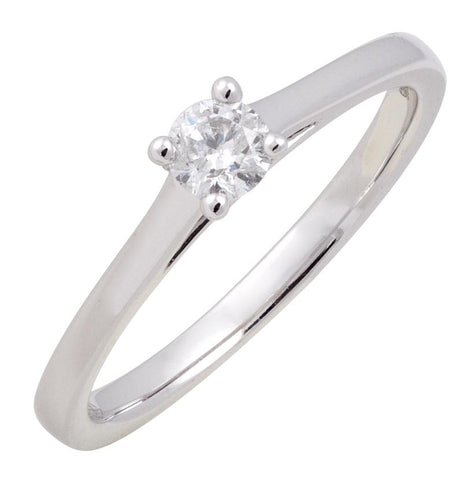 0.16 Ctw Diamond 14k White Gold Round Shape Wedding Engagement Ring