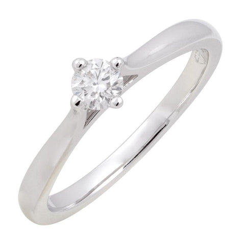 0.21 Ctw Diamond 14k White Gold Round Shape Wedding Engagement Ring