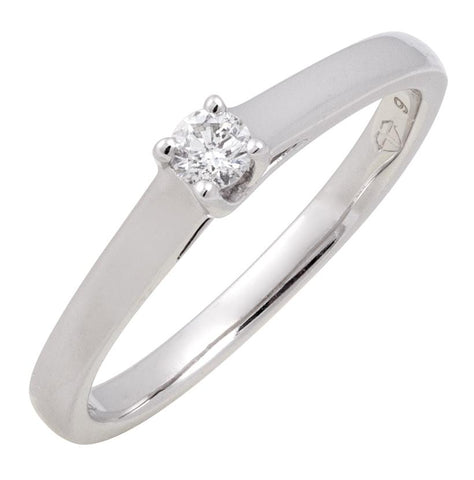 0.1 Ctw Diamond 14k White Gold Round Shape Wedding Engagement Ring
