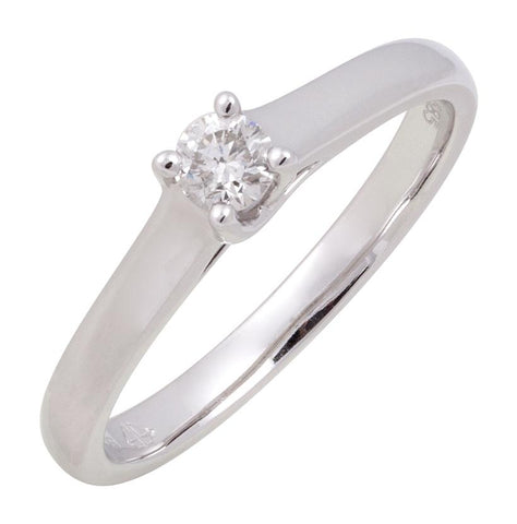 0.16 Ctw Diamond 14k White Gold Round Shape Wedding Engagement Ring