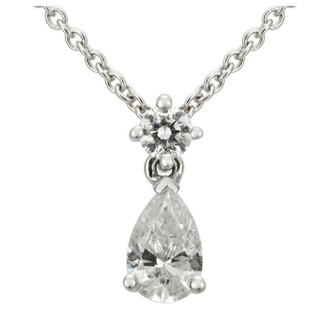 0.26 Ctw Diamond 14k White Gold Round Pear Shape Womens Diamond Necklace