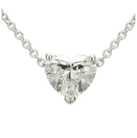 0.53 Ctw Diamond 14k White Gold Heart Shape Womens Diamond Necklace