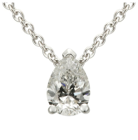 0.24 Ctw Diamond 14k White Gold Pear Shape Womens Diamond Necklace Pendant With 16 Inch Chain