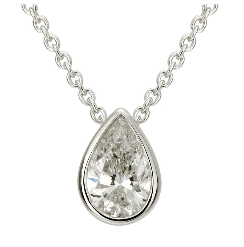 0.27 Ctw Diamond 14k White Gold Pear Shape Womens Diamond Necklace Pendant With 16 Inch Chain