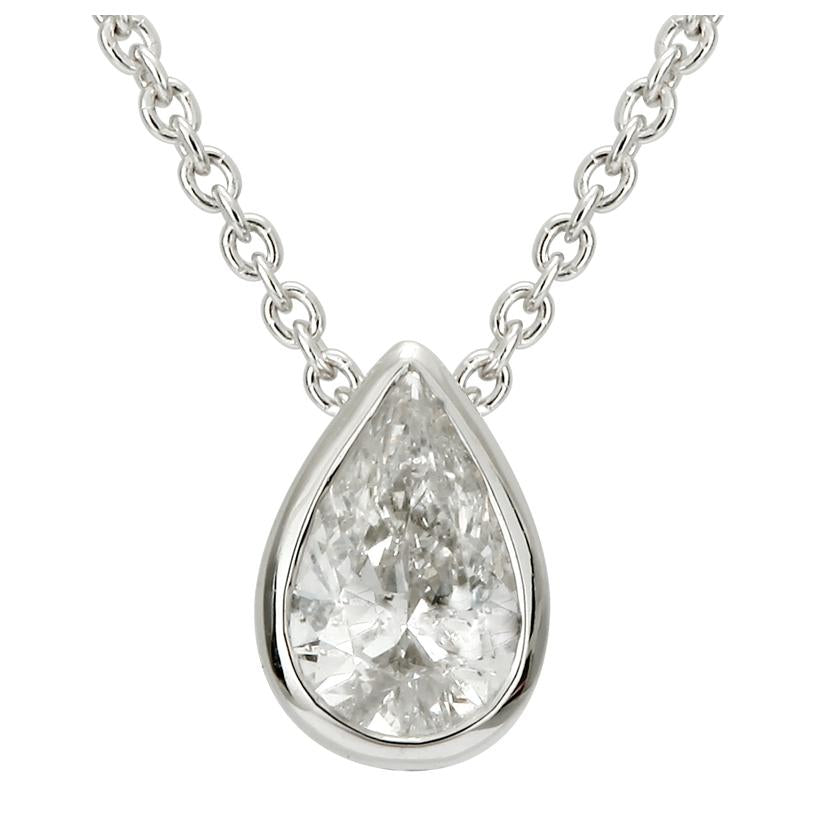 0.33 Ctw Diamond 14k White Gold Pear Shape Womens Diamond Necklace Pendant With 16 Inch Chain