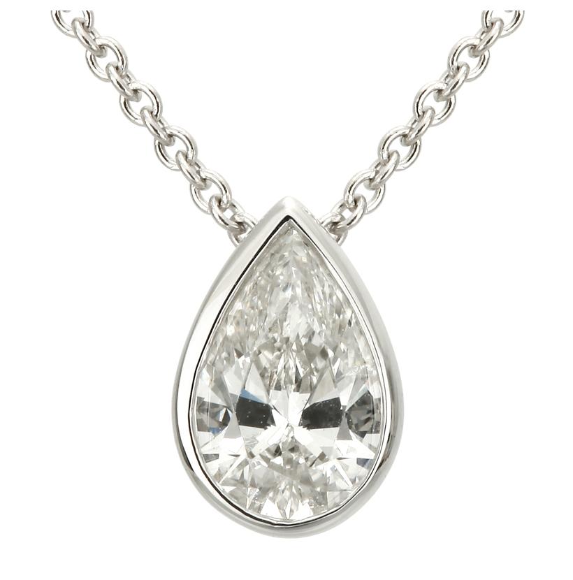 0.43 Ctw Diamond 14k White Gold Pear Shape Womens Diamond Necklace Pendant With 16 Inch Chain