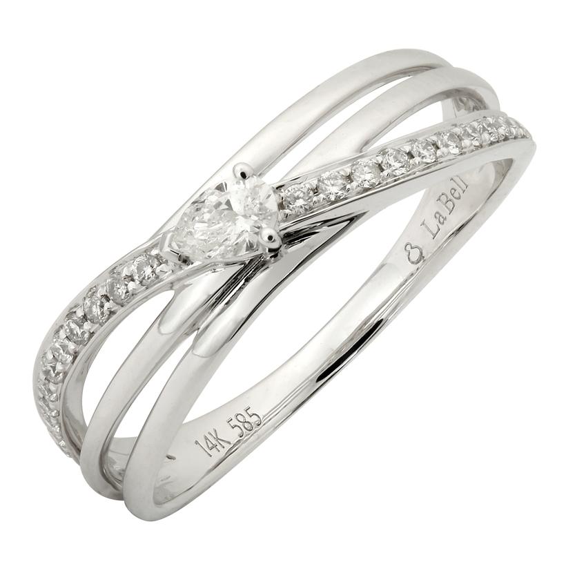 0.22 Ctw Diamond 14k White Gold Round Pear Shape Womens Diamond Ring
