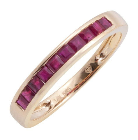 14k Yellow Gold Ruby Square Shape Womens Gemstone Ring