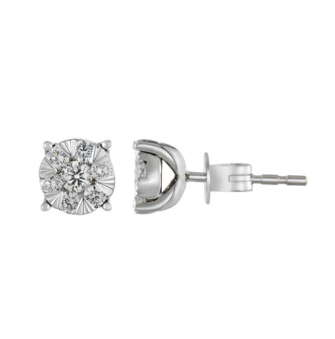 0.55 Ctw Diamond 14k White Gold Round Shape Womens Diamond Earrings