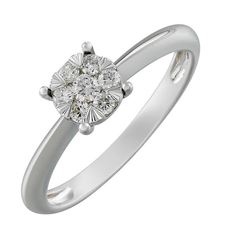 0.18 Ctw Diamond 14k White Gold Round Shape Womens Diamond Ring