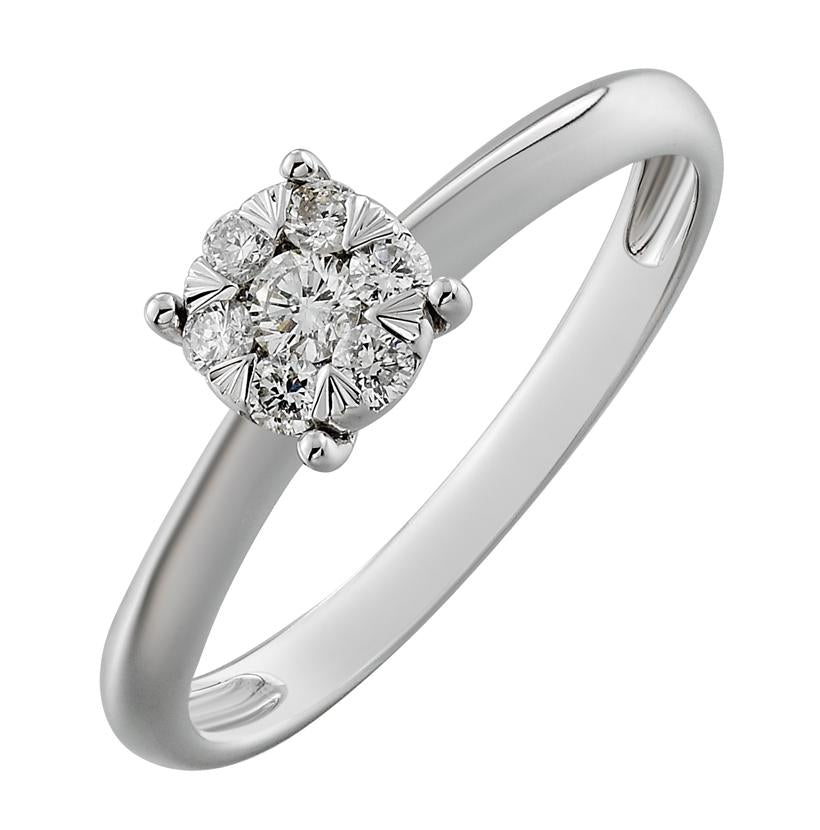0.24 Ctw Diamond 14k White Gold Round Shape Womens Diamond Ring