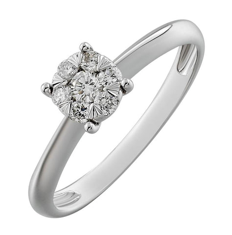 0.24 Ctw Diamond 14k White Gold Round Shape Womens Diamond Ring