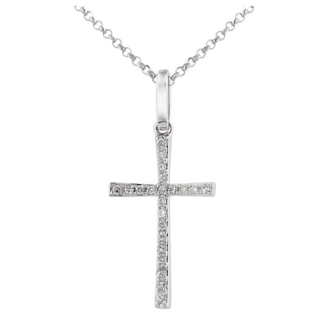 0.08 Ctw Diamond 14k White Gold Round Shape Womens Diamond Necklace Pendant With 16 Inch Chain