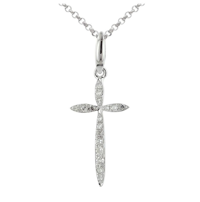 0.07 Ctw Diamond 14k White Gold Round Shape Womens Diamond Necklace Pendant With 16 Inch Chain