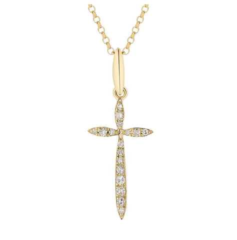 0.07 Ctw Diamond 14k Yellow Gold Round Shape Womens Diamond Necklace Pendant With 16 Inch Chain