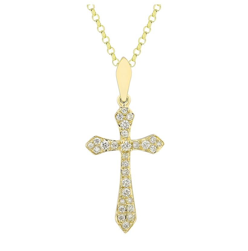 0.14 Ctw Diamond 14k Yellow Gold Round Shape Womens Diamond Necklace Pendant With 16 Inch Chain