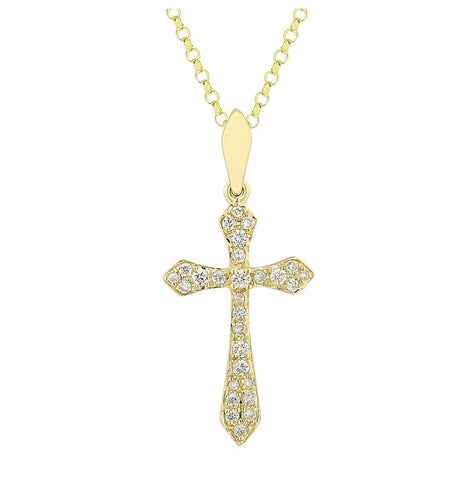 0.14 Ctw Diamond 14k Yellow Gold Round Shape Womens Diamond Necklace Pendant With 16 Inch Chain