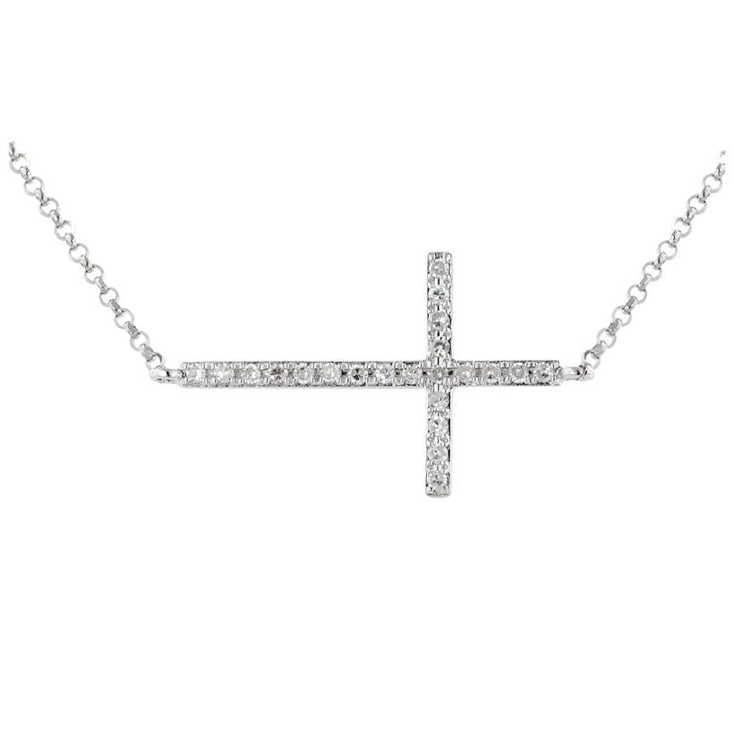 0.11 Ctw Diamond 14k White Gold Round Shape Womens Diamond Necklace