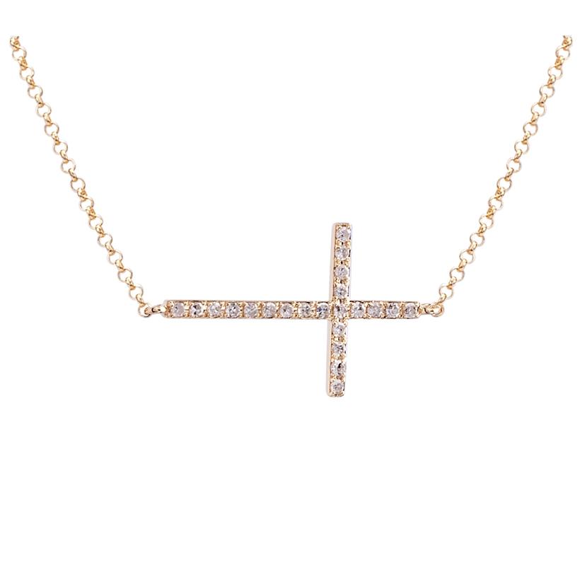 0.11 Ctw Diamond 14k Yellow Gold Round Shape Womens Diamond Necklace