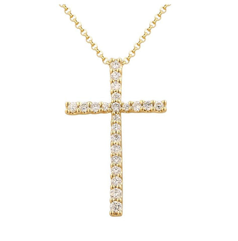 0.28 Ctw Diamond 14k Yellow Gold Round Shape Womens Diamond Necklace Pendant With 16 Inch Chain