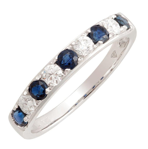 0.27 Ctw Diamond 14k White Gold Sapphire Round Shape Womens Gemstone Ring
