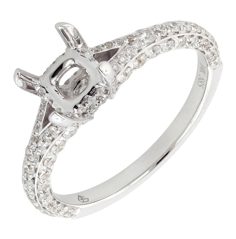 0.74 Ctw Diamond 14k White Gold Round Shape Wedding Engagement Ring