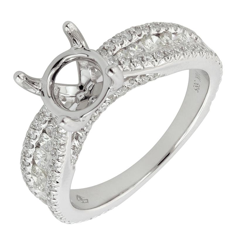 0.97 Ctw Diamond 14k White Gold Round Shape Wedding Engagement Ring