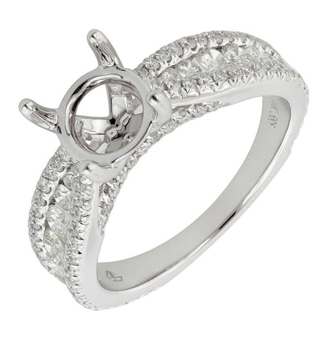 0.97 Ctw Diamond 14k White Gold Round Shape Wedding Engagement Ring