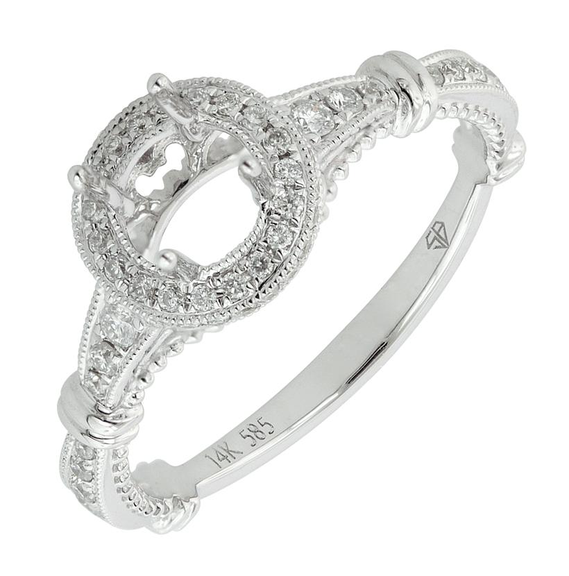 0.33 Ctw Diamond 14k White Gold Round Shape Wedding Engagement Ring