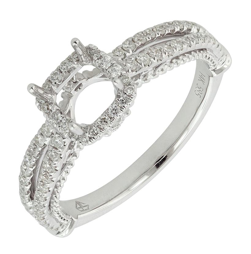 0.37 Ctw Diamond 14k White Gold Round Shape Wedding Engagement Ring