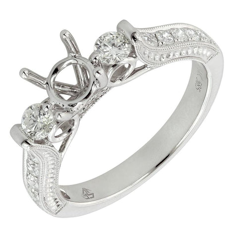 0.58 Ctw Diamond 14k White Gold Round Shape Wedding Engagement Ring