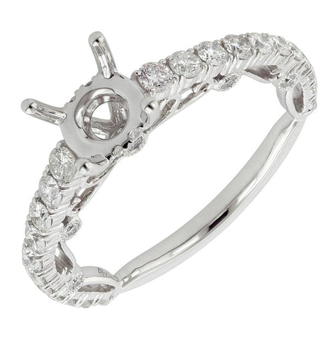 0.69 Ctw Diamond 14k White Gold Round Shape Wedding Engagement Ring