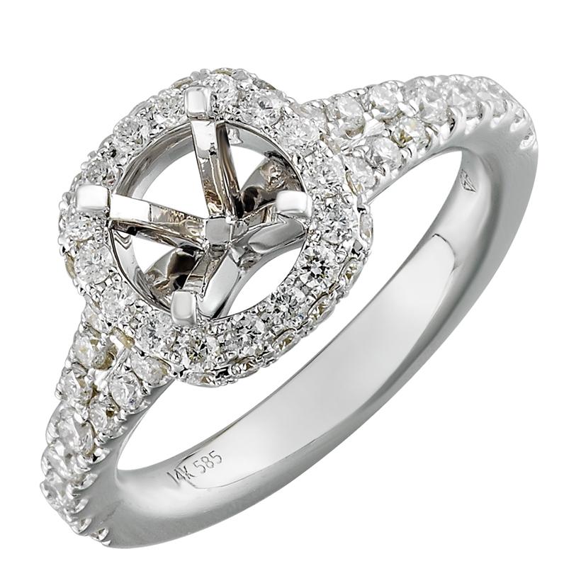 0.9 Ctw Diamond 14k White Gold Round Shape Wedding Engagement Ring