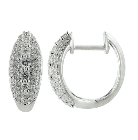 0.88 Ctw Diamond 14k White Gold Round Shape Womens Diamond Earrings