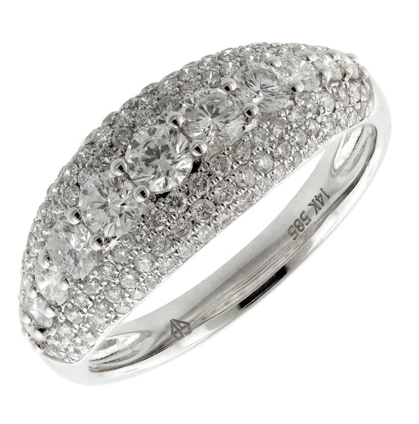 1.03 Ctw Diamond 14k White Gold Round Shape Womens Diamond Ring