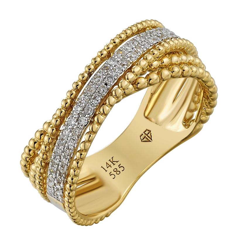 0.15 Ctw Diamond 14k Yellow Gold Round Shape Womens Diamond Ring