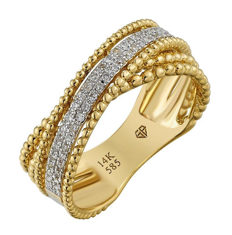 0.15 Ctw Diamond 14k Yellow Gold Round Shape Womens Diamond Ring