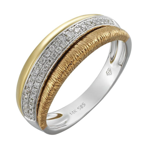 0.13 Ctw Diamond 14k Two Tone Gold Round Shape Womens Diamond Ring