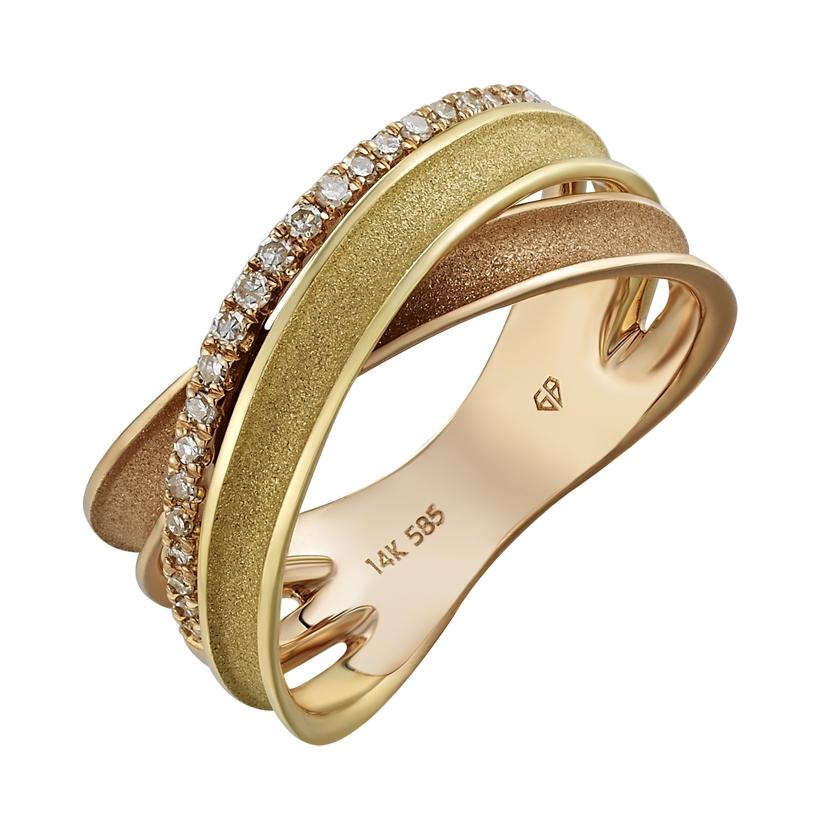 0.11 Ctw Diamond 14k Two Tone Gold Round Shape Womens Diamond Ring